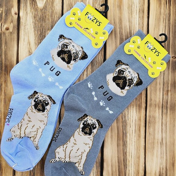 Unisex Canine Foozys Socks - Tan Pug - Picture 1 of 2